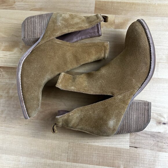 Jeffrey Campbell Boots Orwell Suede Ankle Booties Pull On Cut Out Size 7.5 - Picture 7 of 10